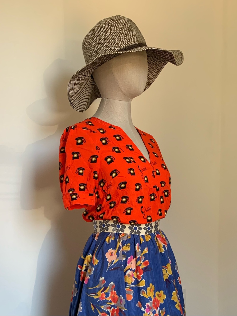 Anthropologie Conversations Telephone Blouse with Mandarin Collar